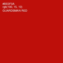 #BE0F0A - Guardsman Red Color Image